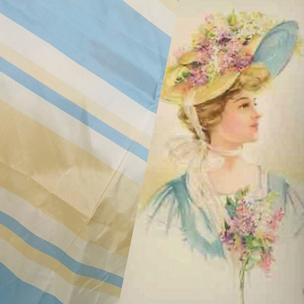 NEW Lady Gratis 100% Silk Taffeta Fabric Butter Yellow and Blue Stripes - Fancy Styles Fabric Pierre Frey Lee Jofa Brunschwig & Fils