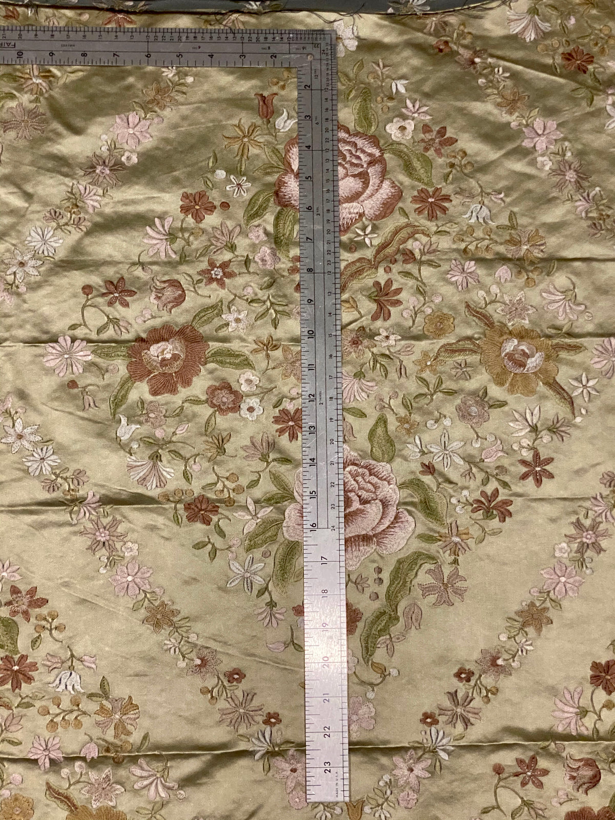 NEW! King Louis XIV Novelty 100% Silk Jacquard Embroidered Floral Upholstery Fabric - Green Champagne - Fancy Styles Fabric Pierre Frey Lee Jofa Brunschwig & Fils