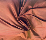 NEW Duchess Mable 100% Silk Dupioni - Solid Salmon Pink With Lime Iridescence Fabric