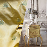 NEW Lady York Novelty Medallion Embroidered 100% Silk Fabric in French Yellow - Fancy Styles Fabric Pierre Frey Lee Jofa Brunschwig & Fils
