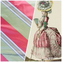NEW Lady Sophia 100% Silk Taffeta Fabric - Pink And Green Stripe - Fancy Styles Fabric Pierre Frey Lee Jofa Brunschwig & Fils