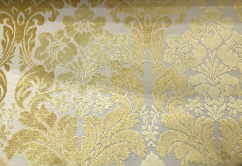 NEW! Designer Burnout Italian Velvet Fabric- Yellow- Upholstery - Fancy Styles Fabric Pierre Frey Lee Jofa Brunschwig & Fils