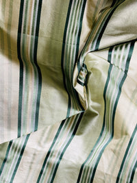 NEW Miss Charlotte 100% Silk Dupioni Fabric - Cream White with Emerald Green Stripes - Fancy Styles Fabric Pierre Frey Lee Jofa Brunschwig & Fils