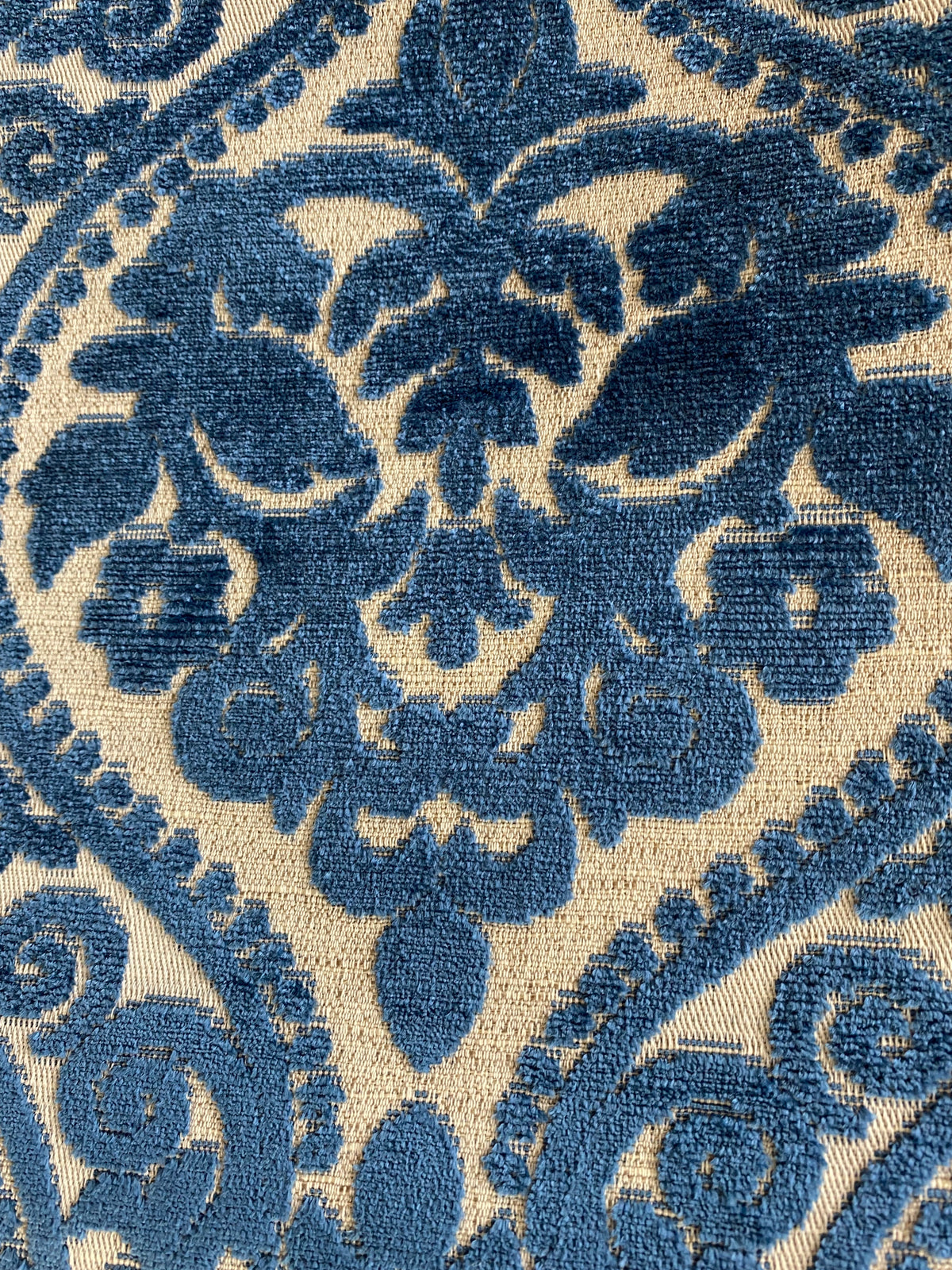 NEW! Sir Sanders Novelty Burnout Medallion Chenille Velvet Fabric - Blue- Upholstery - Fancy Styles Fabric Pierre Frey Lee Jofa Brunschwig & Fils