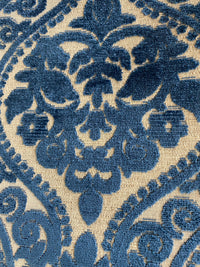 NEW! Sir Sanders Novelty Burnout Medallion Chenille Velvet Fabric - Blue- Upholstery - Fancy Styles Fabric Pierre Frey Lee Jofa Brunschwig & Fils