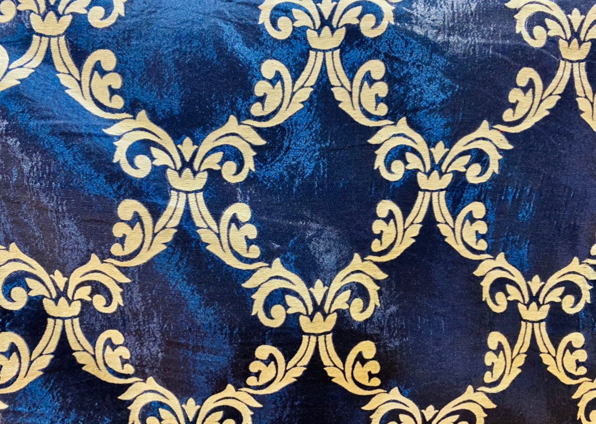 NEW Prince Midnight Designer Medallion Drapery Royal Blue Fabric - Fancy Styles Fabric Pierre Frey Lee Jofa Brunschwig & Fils