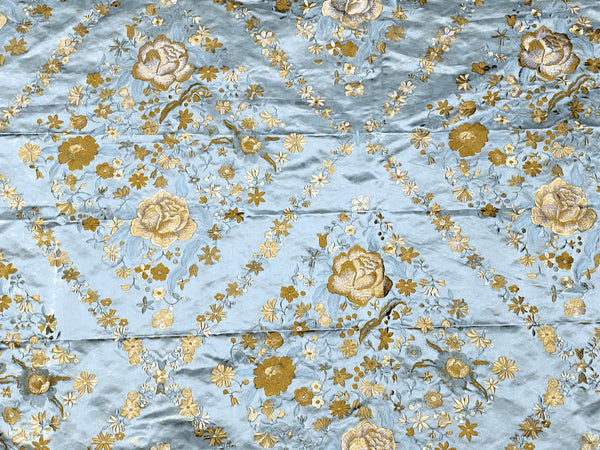 NEW! Custom-Order King Louis XIV Novelty 100% Silk Jacquard Embroidered Floral Upholstery Fabric- Duck Egg Blue - Fancy Styles Fabric Pierre Frey Lee Jofa Brunschwig & Fils