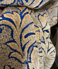 NEW Designer Velvet Chenille Burnout Upholstery Fabric - Blue & Peach- Upholstery - Fancy Styles Fabric Pierre Frey Lee Jofa Brunschwig & Fils