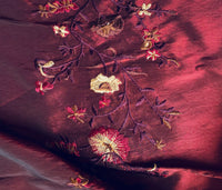 NEW! Duchess Aurora Red with Black Iridescence Faux Silk Embroidered Fabric - Fancy Styles Fabric Pierre Frey Lee Jofa Brunschwig & Fils
