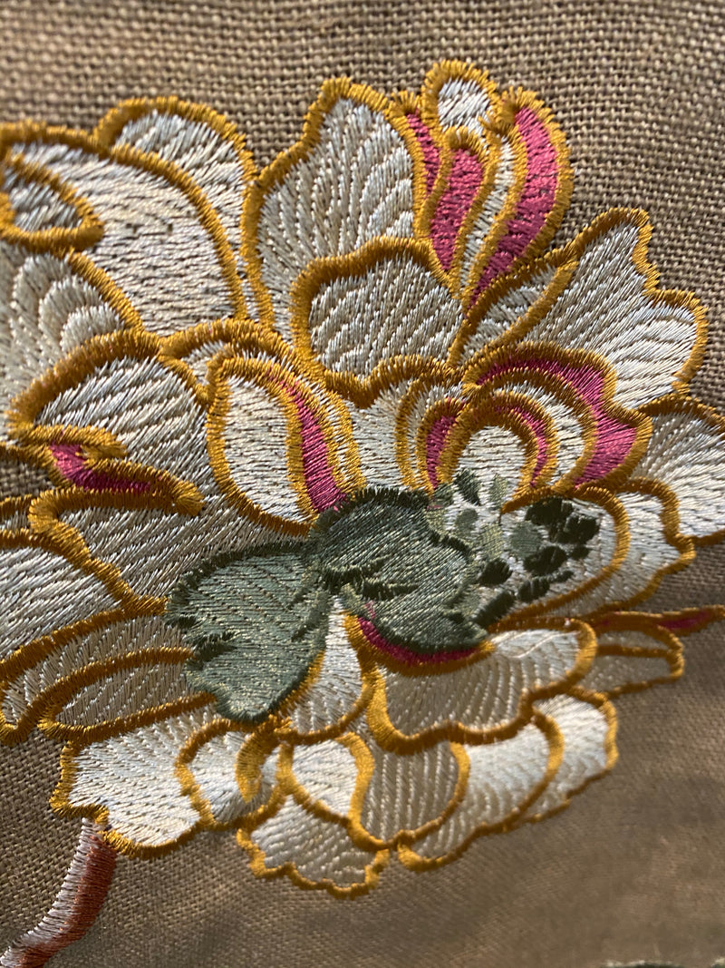 NEW! Lady Flora Novelty Imported 100% Linen Embroidered Oversized Floral Fabric - Fancy Styles Fabric Pierre Frey Lee Jofa Brunschwig & Fils