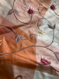 NEW Princess Peach 100% Silk Taffeta Checkered Plaid Embroidered Velvet Floral Peach Fabric - Fancy Styles Fabric Pierre Frey Lee Jofa Brunschwig & Fils