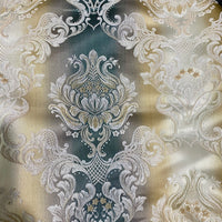 NEW King Louis XIV Novelty Neoclassical Brocade Medallion Floral Satin Fabric - Teal - Fancy Styles Fabric Pierre Frey Lee Jofa Brunschwig & Fils