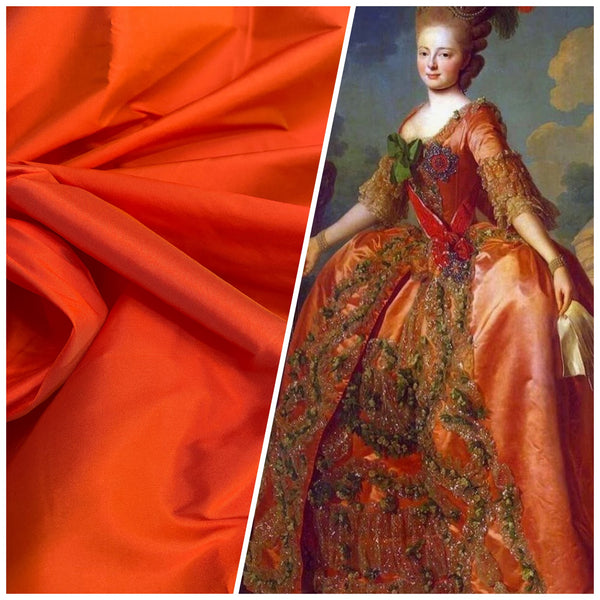 NEW Lady Augustina - Natural Fiber “Faux Silk Taffeta” in Electric Red with Yellow Iridescence - Viscose Fabric - Fancy Styles Fabric Pierre Frey Lee Jofa Brunschwig & Fils