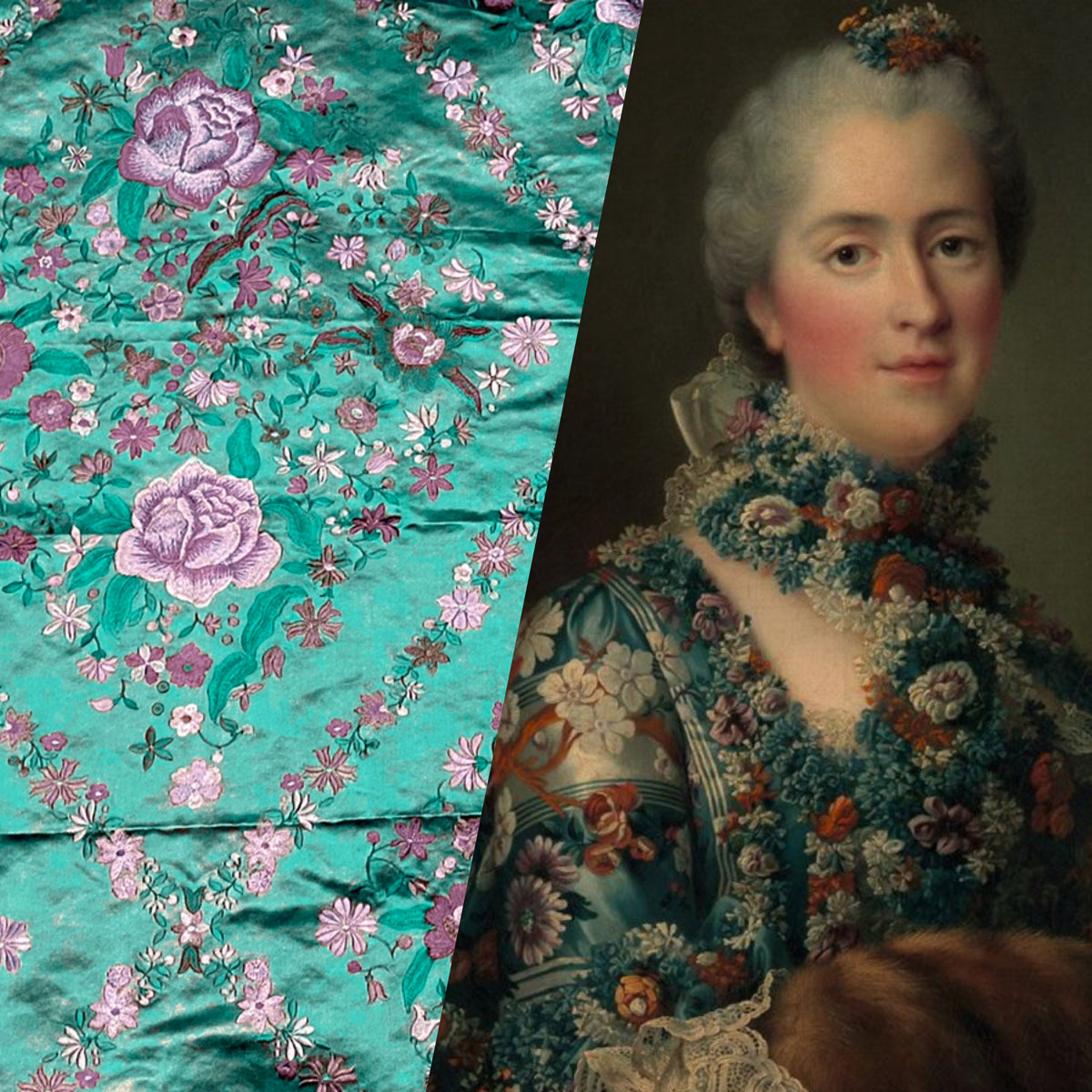 NEW! Custom-Order King Louis XIV Novelty 100% Silk Jacquard Embroidered Floral Upholstery Fabric - Teal - Fancy Styles Fabric Pierre Frey Lee Jofa Brunschwig & Fils
