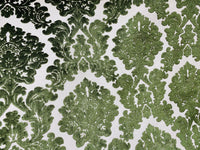 NEW! Duke Gabriel Designer Damask Burnout Chenille Velvet Fabric - Olive Green - Fancy Styles Fabric Pierre Frey Lee Jofa Brunschwig & Fils