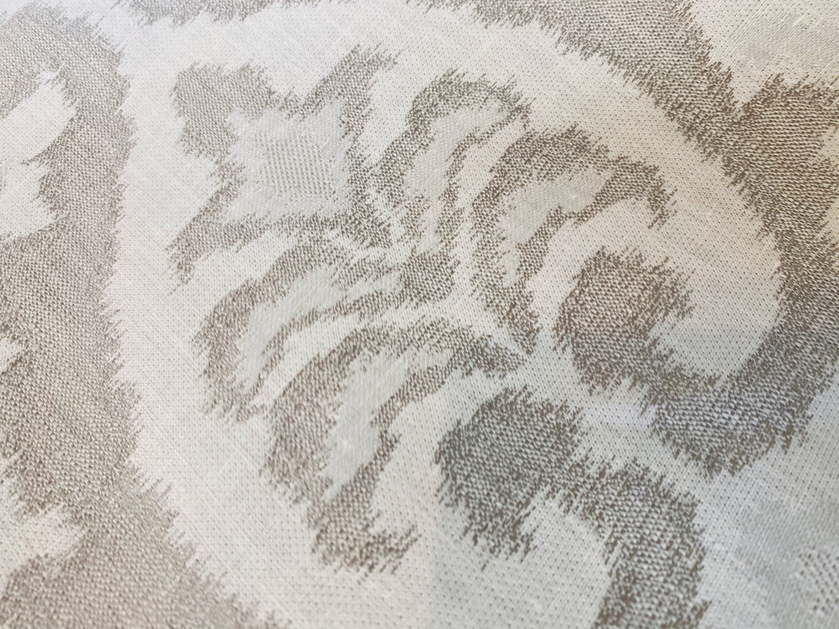 NEW COLOR! Duke Drake Novelty Imported 100% Linen Woven Medallion Fabric Silver and White - Fancy Styles Fabric Pierre Frey Lee Jofa Brunschwig & Fils