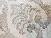 NEW COLOR! Duke Drake Novelty Imported 100% Linen Woven Medallion Fabric Silver and White - Fancy Styles Fabric Pierre Frey Lee Jofa Brunschwig & Fils