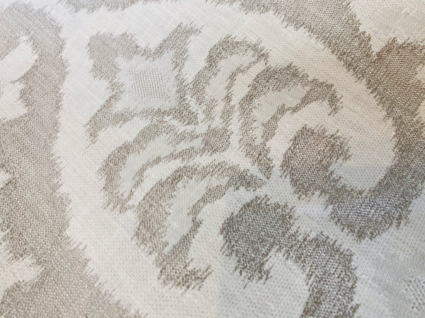 NEW COLOR! Duke Drake Novelty Imported 100% Linen Woven Medallion Fabric Silver and White - Fancy Styles Fabric Pierre Frey Lee Jofa Brunschwig & Fils