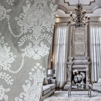 NEW! Lady Lila Novelty Crewel Embroidered Fabric Light Grey and White - Fancy Styles Fabric Pierre Frey Lee Jofa Brunschwig & Fils
