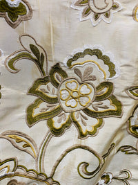 NEW! Duchess Nicole Faux Silk Embroidered Fabric Champagne and Olive - Fancy Styles Fabric Pierre Frey Lee Jofa Brunschwig & Fils