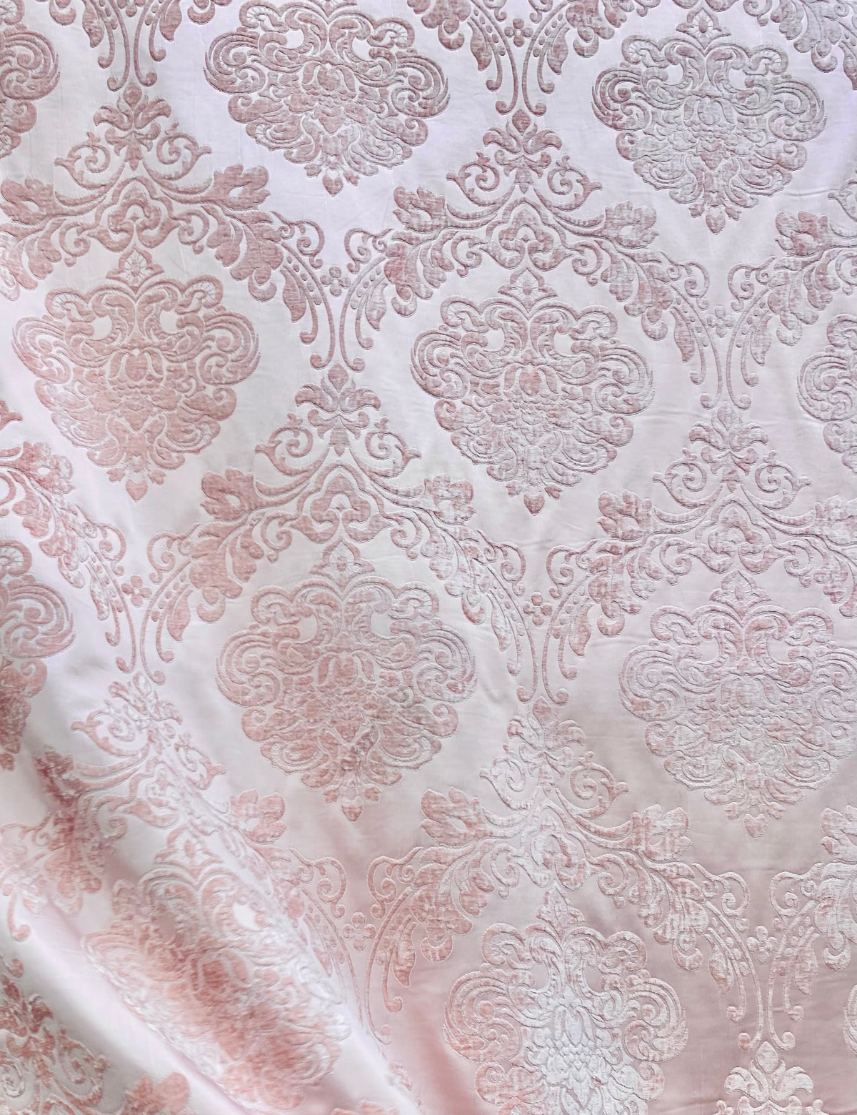 NEW King Julius Designer Brocade Satin Burnout Chenille Velvet Fabric - Light Pink - Fancy Styles Fabric Pierre Frey Lee Jofa Brunschwig & Fils