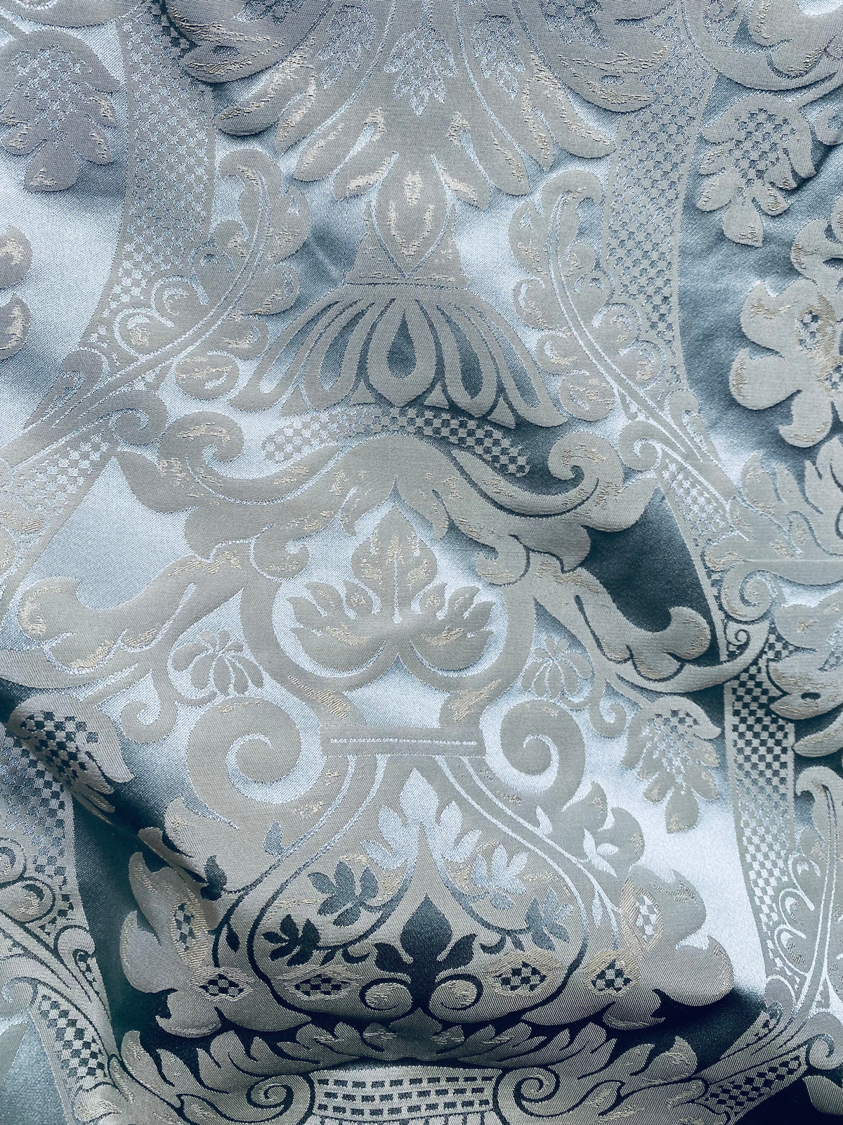 NEW Lord Hamilton Novelty Floral Embroidered 100% Silk Taffeta Fabric in Blue - Fancy Styles Fabric Pierre Frey Lee Jofa Brunschwig & Fils