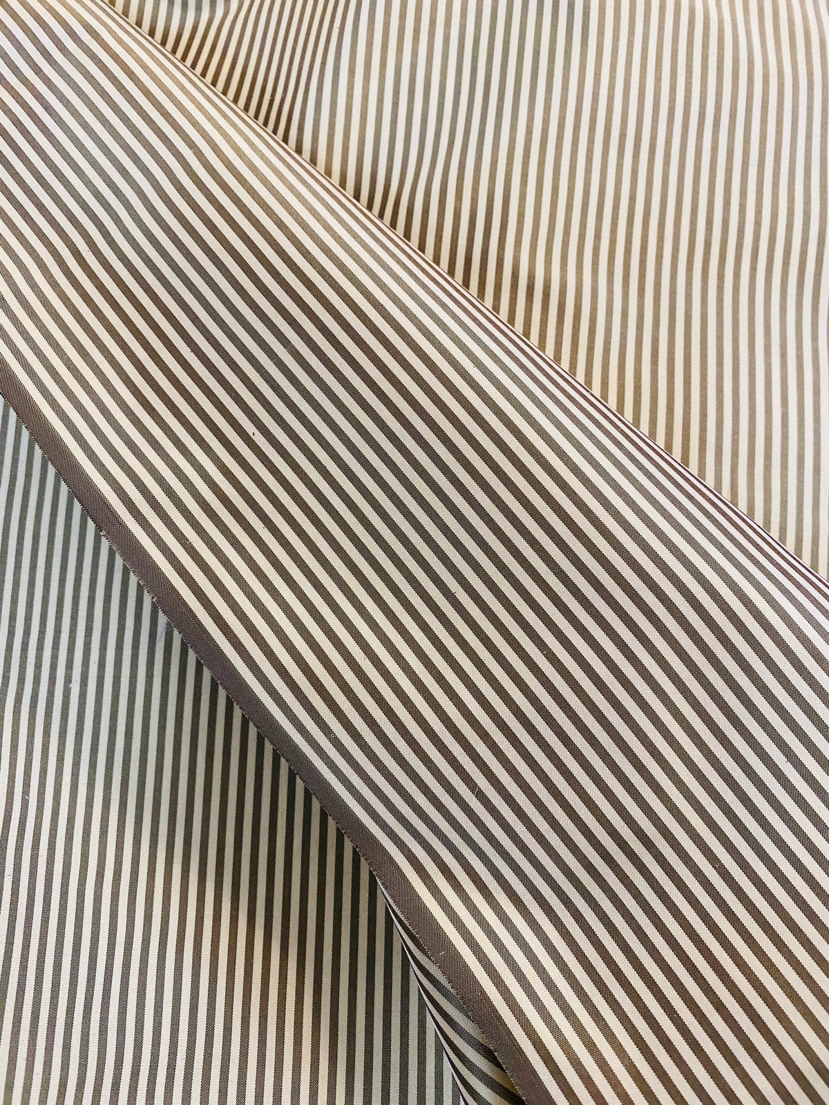 NEW Lady Bernadette 100% Silk Taffeta Fabric with Old Gold and Yellow 1/8” Pin Stripes SB_8_43 - Fancy Styles Fabric Pierre Frey Lee Jofa Brunschwig & Fils