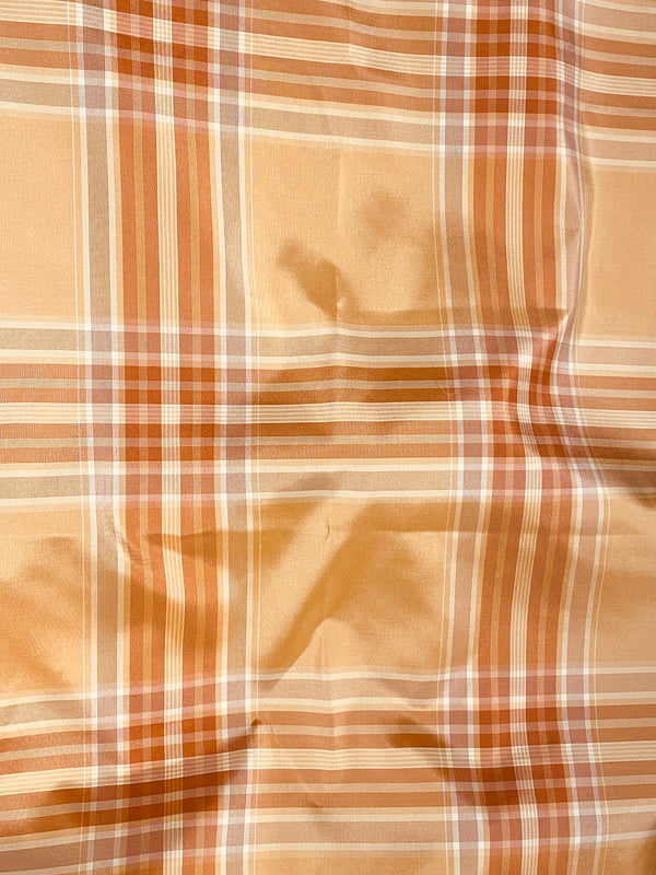 NEW Lady Pippy 100% Silk Taffeta Peach Plaid Fabric SB_6_34 - Fancy Styles Fabric Pierre Frey Lee Jofa Brunschwig & Fils