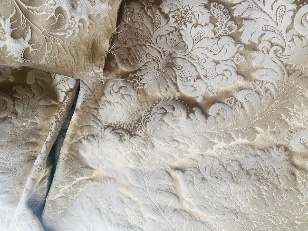 NEW Prince Liam 100% Silk Satin Taffeta Jacquard Medallion Fabric - Light Gold - Fancy Styles Fabric Pierre Frey Lee Jofa Brunschwig & Fils
