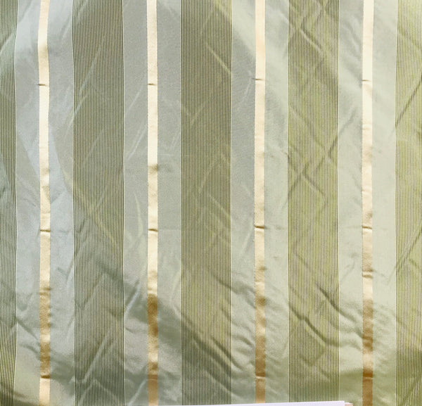 NEW Lady Lynette Designer 100% Silk Taffeta Stripes Fabric - Olive Green & Gold55” Wide - Fancy Styles Fabric Pierre Frey Lee Jofa Brunschwig & Fils