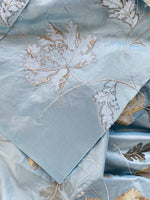 NEW! Lady Leticia Novelty 100% Silk Taffeta Embroidered Fabric - Made in India- Duck Egg Blue