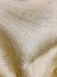 NEW Queen Lita 100% Silk Jacquard Lightweight Paisley Fabric - Gold- SB_8_2 - Fancy Styles Fabric Pierre Frey Lee Jofa Brunschwig & Fils