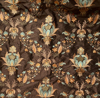 NEW! Lady Jacqueline Novelty 100% Silk Dupioni Embroidered Fabric - Made in India- Brown, Blue, Peach - Fancy Styles Fabric Pierre Frey Lee Jofa Brunschwig & Fils