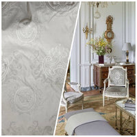 NEW Countess Robin 100% Silk Jacquard Neoclassical Light Gray Damask - Fancy Styles Fabric Pierre Frey Lee Jofa Brunschwig & Fils