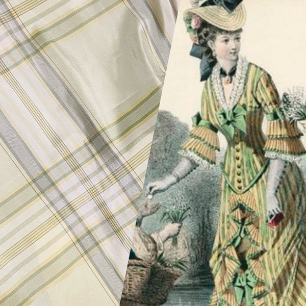 NEW Lady Pippy 100% Silk Taffeta Pistachio Plaid Fabric SB_6_35 - Fancy Styles Fabric Pierre Frey Lee Jofa Brunschwig & Fils