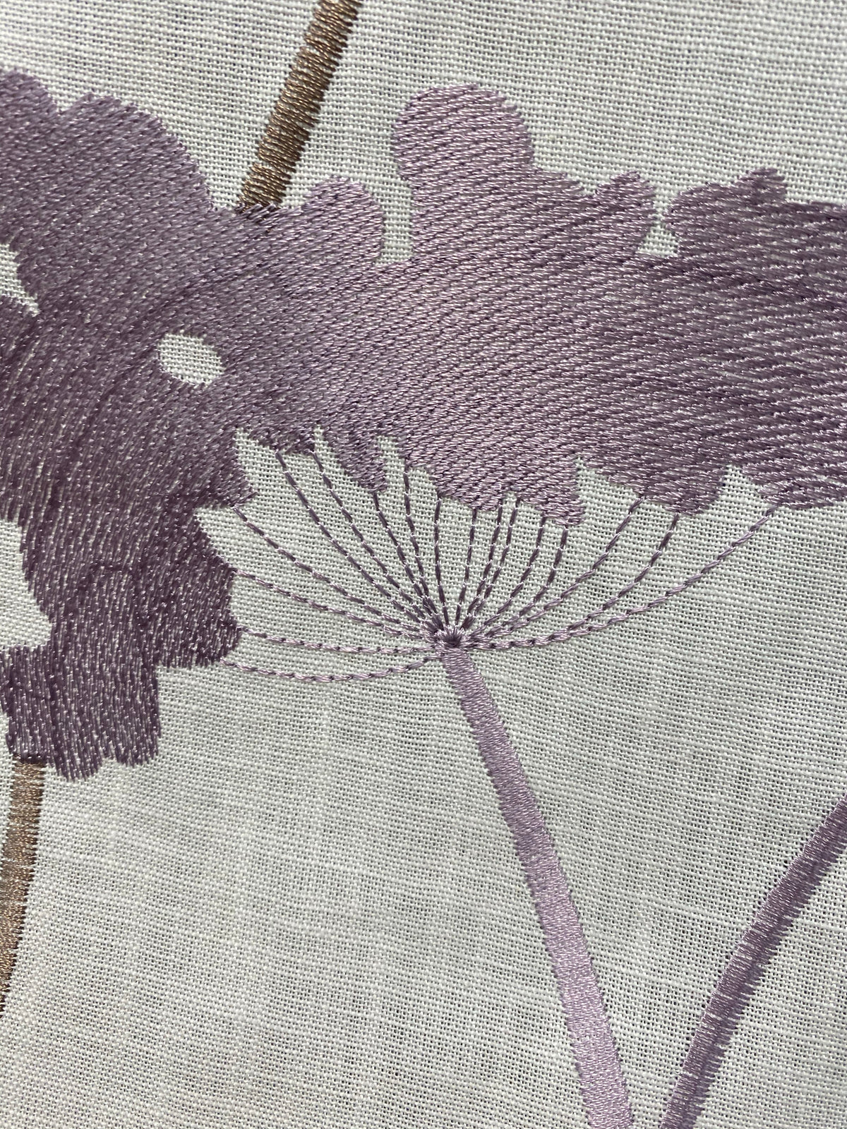 NEW! SALE! Queen Joelle 100% Linen Fabric Floral Embroidery- Purple - Fancy Styles Fabric Pierre Frey Lee Jofa Brunschwig & Fils