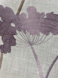 NEW! SALE! Queen Joelle 100% Linen Fabric Floral Embroidery- Purple - Fancy Styles Fabric Pierre Frey Lee Jofa Brunschwig & Fils